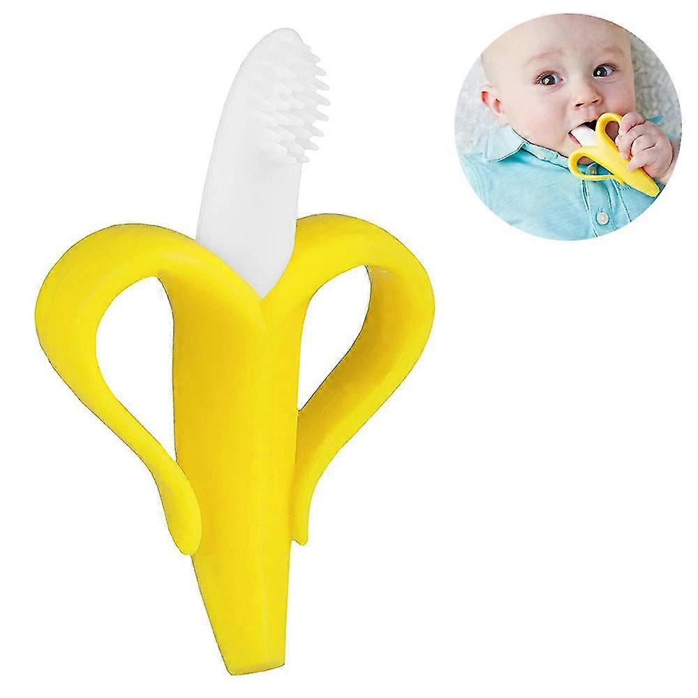 sunrain 1 pcs baby toothbrush and banana yellow babies toddlers molar stick compatible with infant