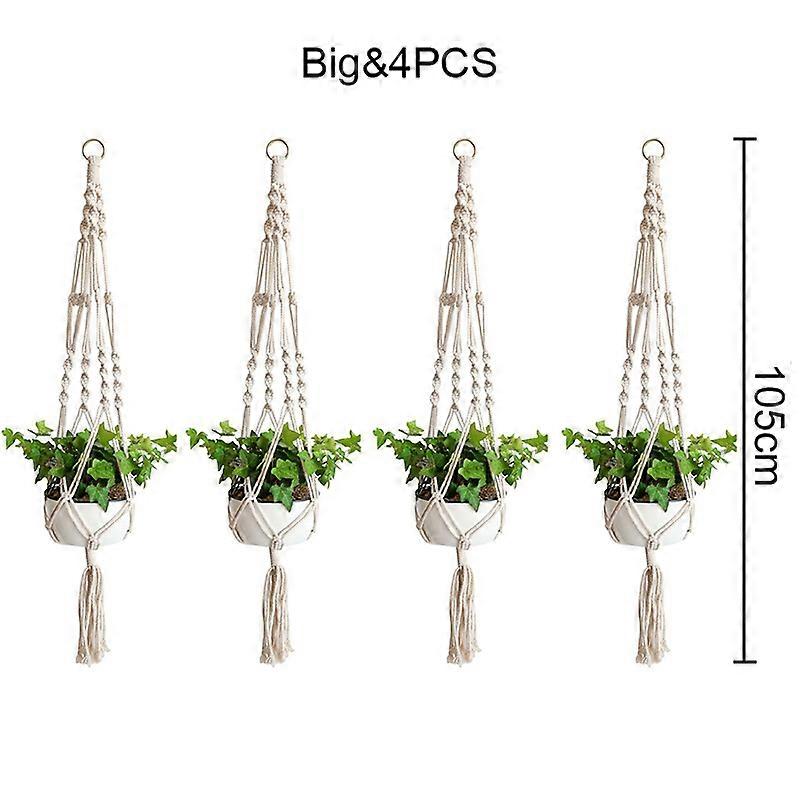 2 Pz Macramè Appendiabiti per piante Vaso di fiori Supporto per piante 4 gambe Corda appesa corda
