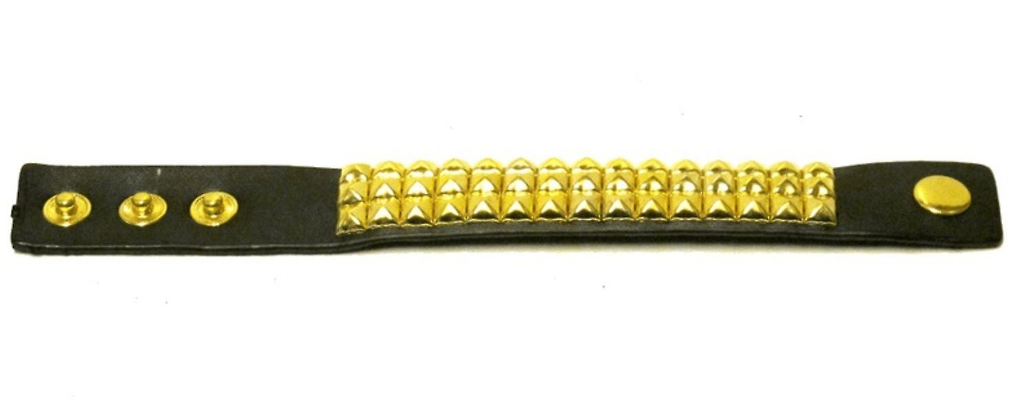 Leather bracelet with pyramid rivets - 3 row
