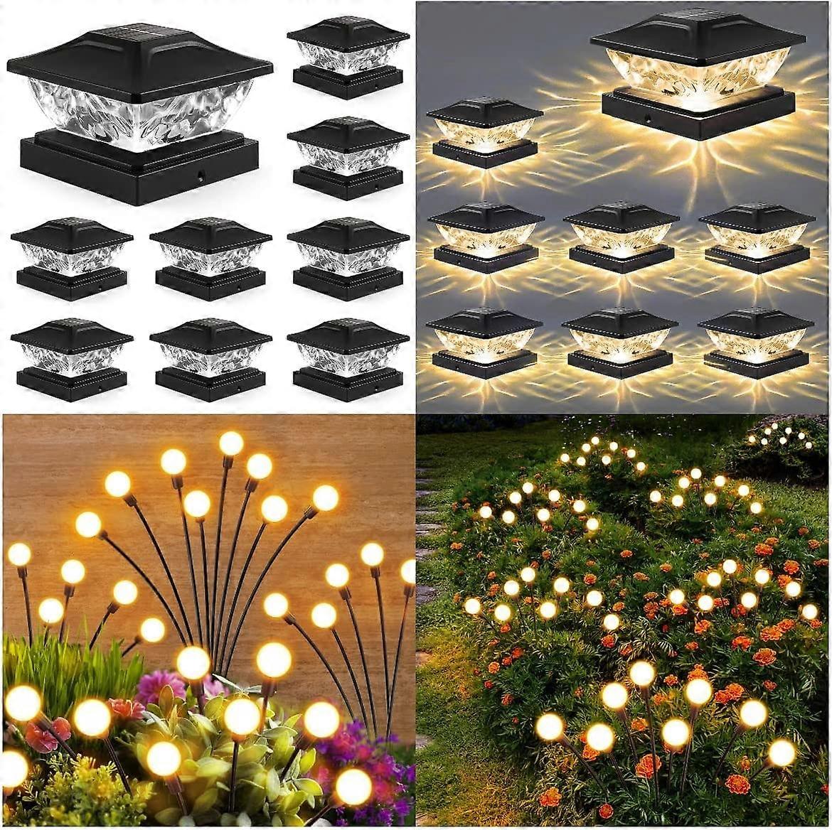 8-pack solstaket efter lockljus +4-pack utomhus sol firefly trädgårdsljus