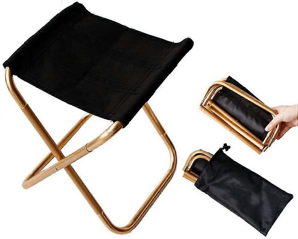 Golden Mini Portable Folding Chair With Bag, Aluminium Compact Ultralight Foldin