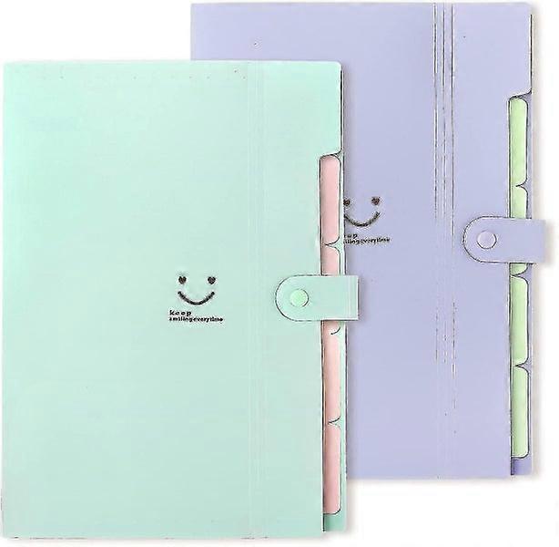A4 Paper Size Expanding File Folders, 2-Pack (Purple, Green)