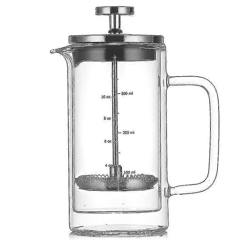Double Layer High Borosilicate Glass Press Pot With Scale