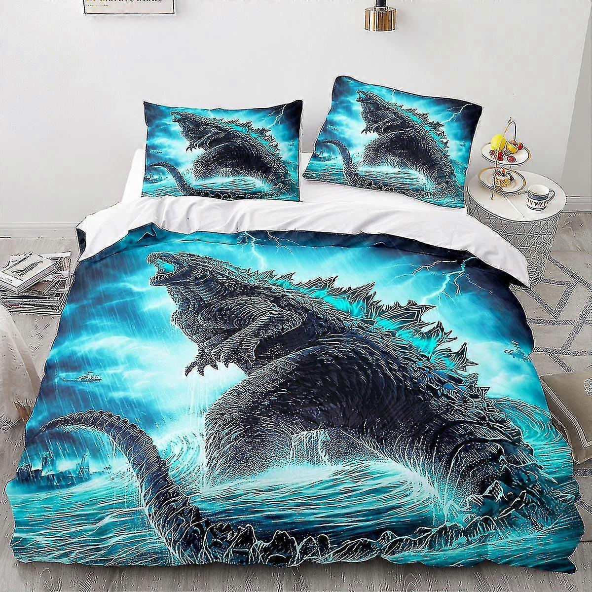 Godzilla10# Godzilla 3d Home Textile Three Piece Quilt Cover Home Textile Bedding