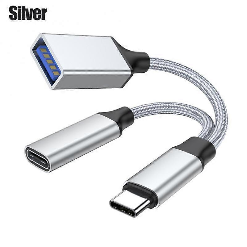 USB C OTG-kabeltelefonadapter 2 i 1 typ C till USB A-adapter med PD-laddning