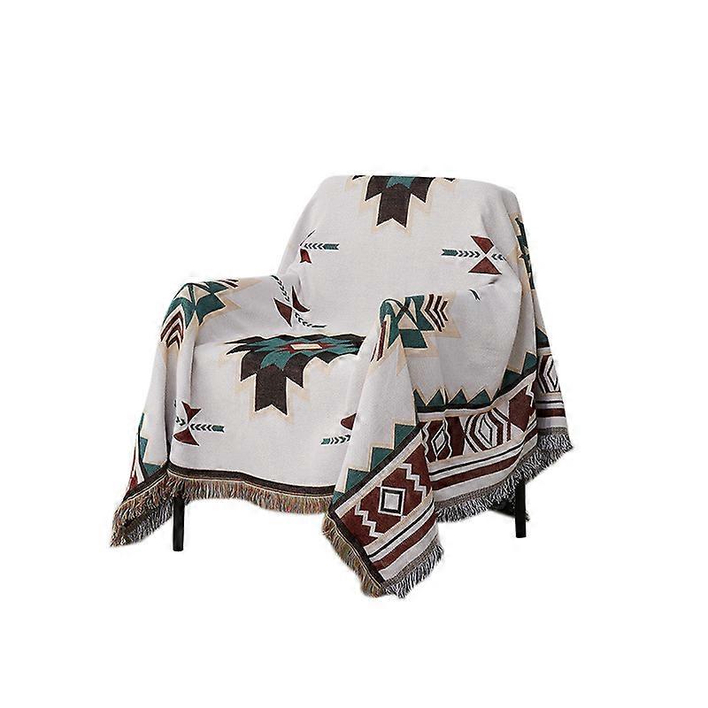LangRay Plaid,American Ethnic Style Sofa Cover,Sucre Jacquard Knit Full Blanket Sofa Cover-90*90cm