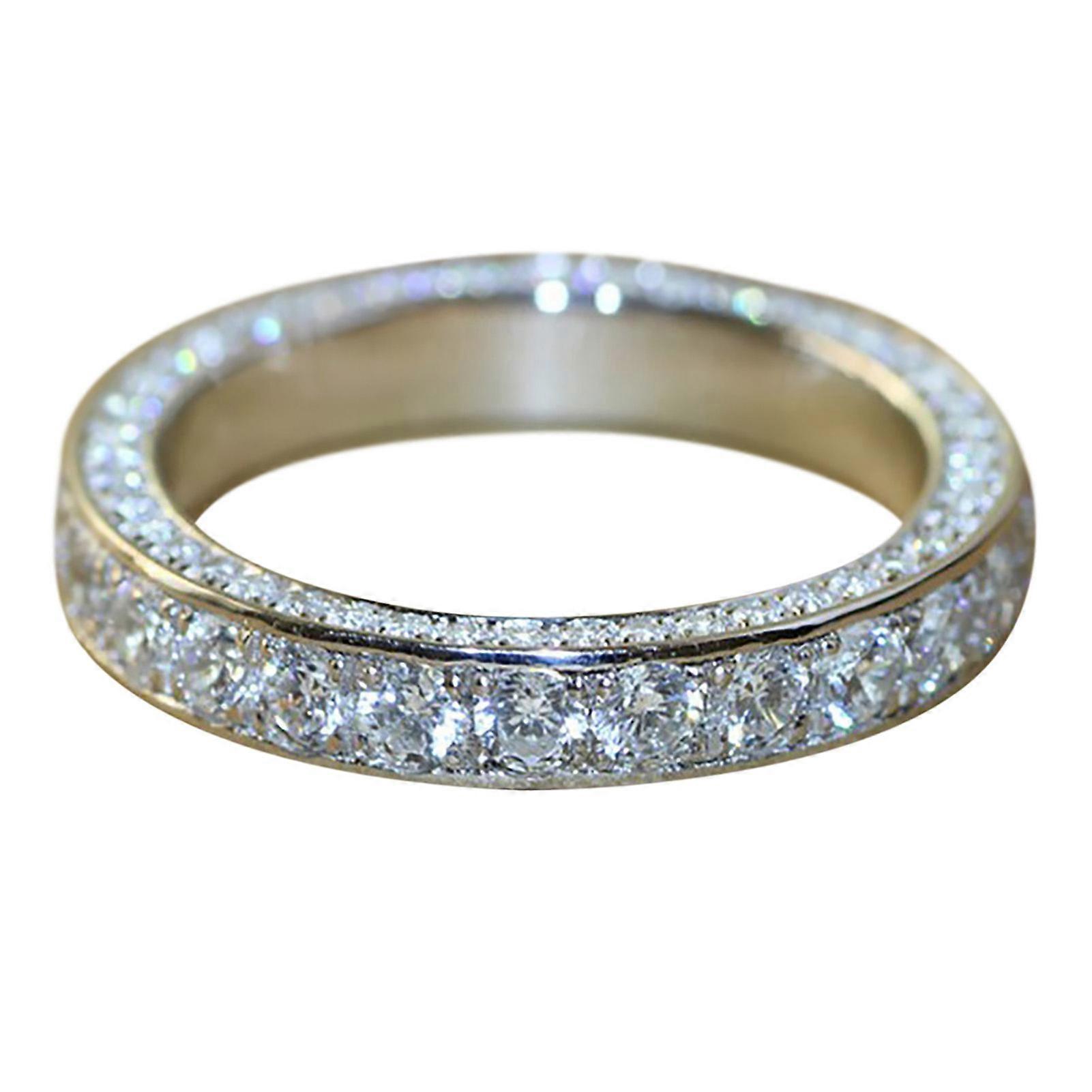 Wedding Ring Round Shiny Non-Fading Rhinestone Inlaid Symmetric Finger Circlet Bridal Jewelry