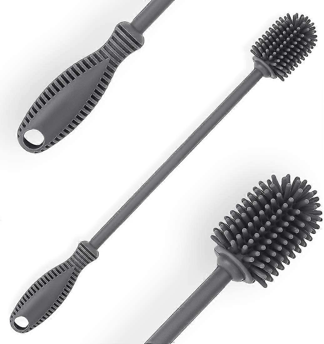 1pcs Silicone Bottle Cleaning Brush With Long Handle, 12.5" Brush,gray