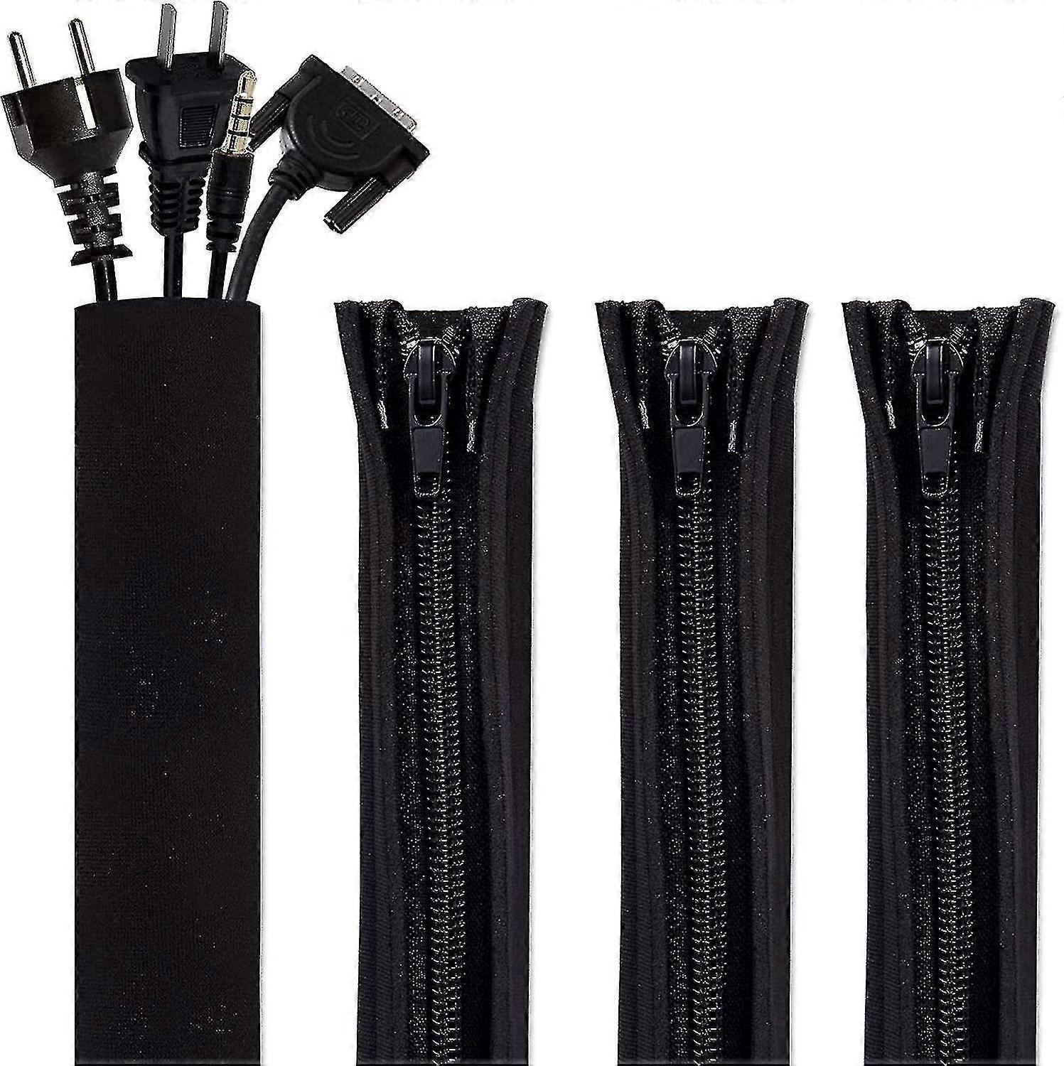 Cord Organizer System Cable Management Sleeve, 19.5 Inch, Wire Cover With Zipper, Cable Wrap, Cord Sleeves Compatible With Tv, Computer, Office, Home