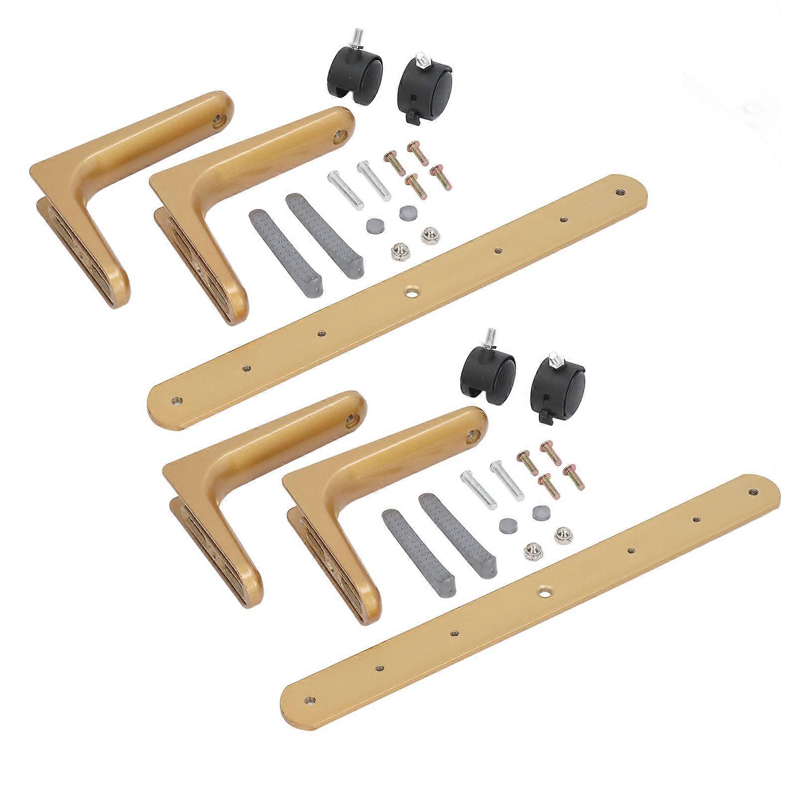 2 Set Room Divider Screen Holder Width Adjustable Movable Aluminum Alloy Screen Partition Feet Holder with Wheels Gold