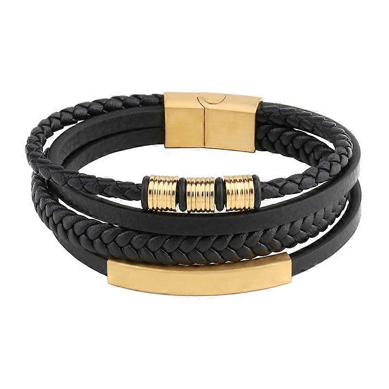 Men Double braided bracelet browngold