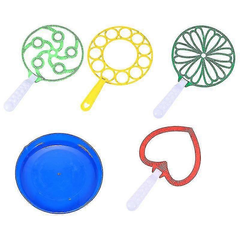4pcs Bubble Blowing Bars Plastic Bubble Maker Assorted Bubbling Tools Handheld Bubbling Sticks With 1pc Bubble Water Plate (heart, Twisted Loop, Regul