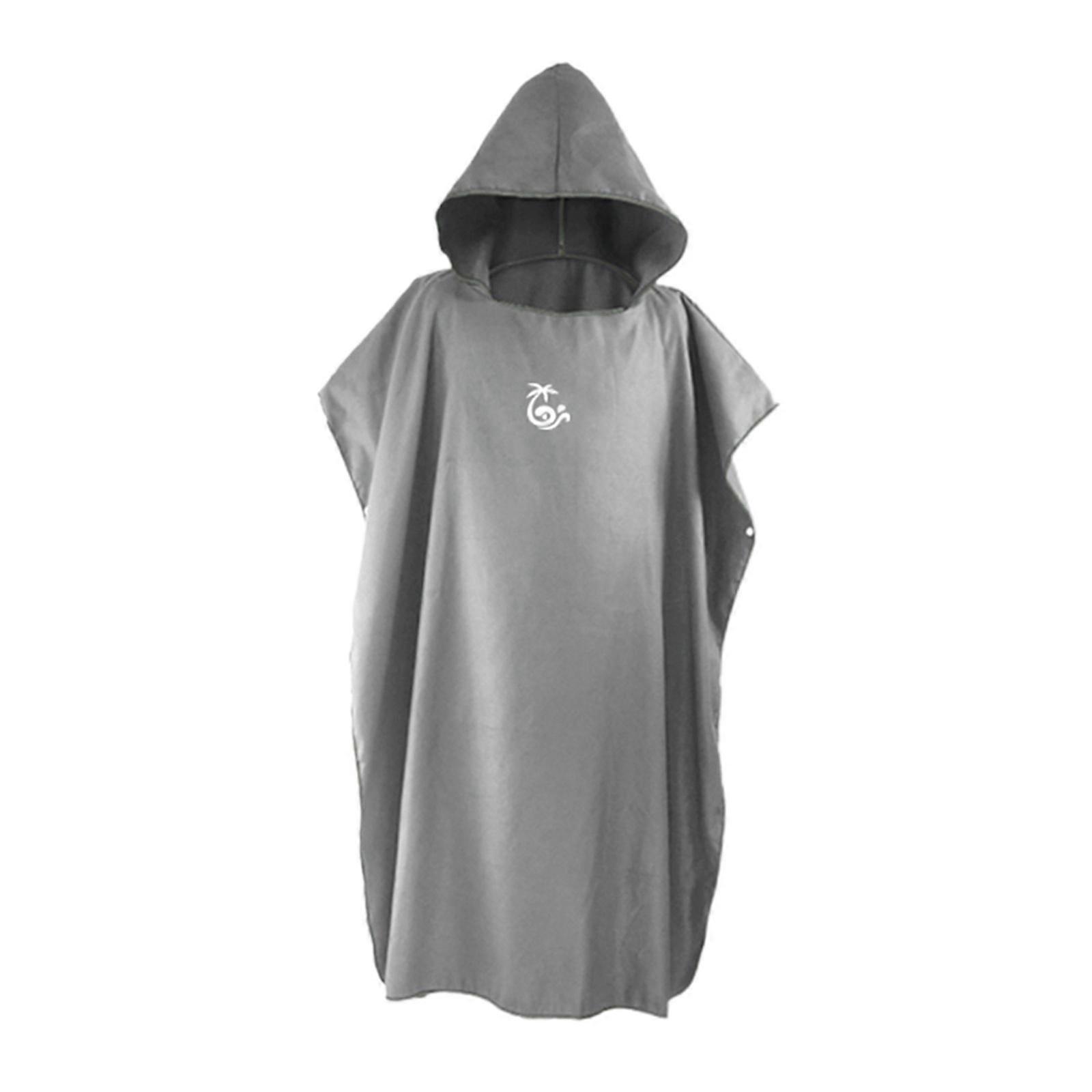 Microfiber Surf Poncho Changing Robe Wetsuit Soft for Swim Medium Gray