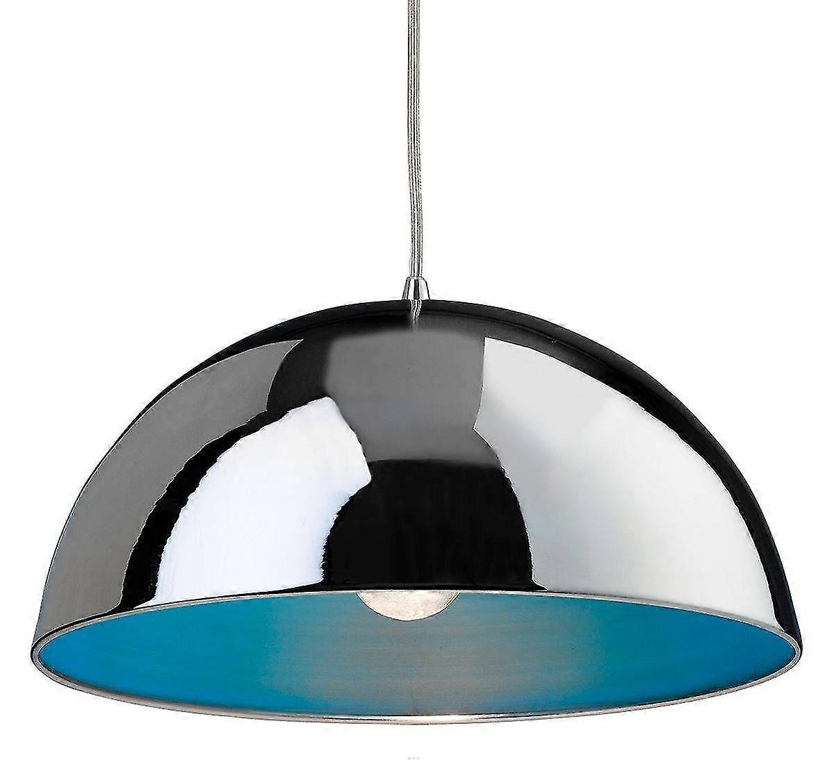 Firstlight Bistro - 1 Light Dome Ceiling Pendant Chrome, Blue Inside, E27