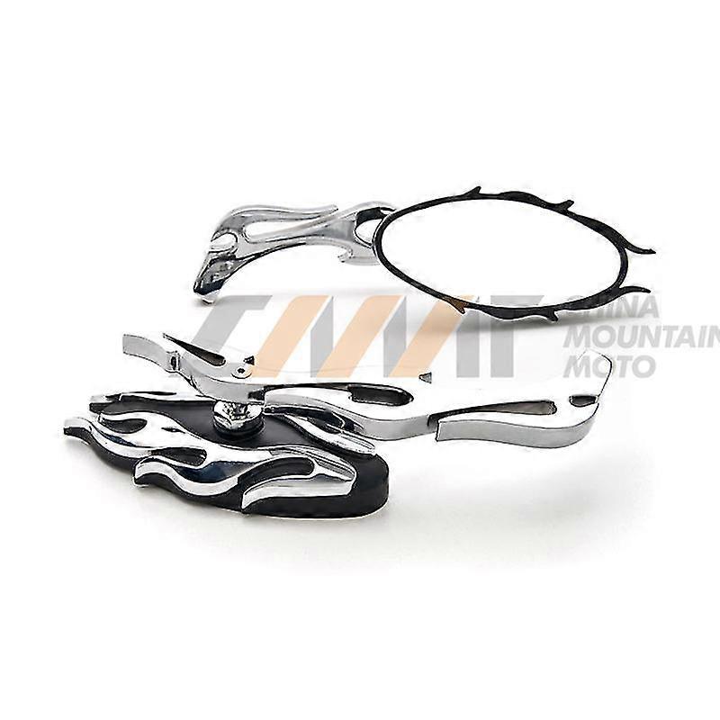 Chrome Flame Mirrors Case For Harley Sportster Xl Dyna Softail Electra Glide Chopper