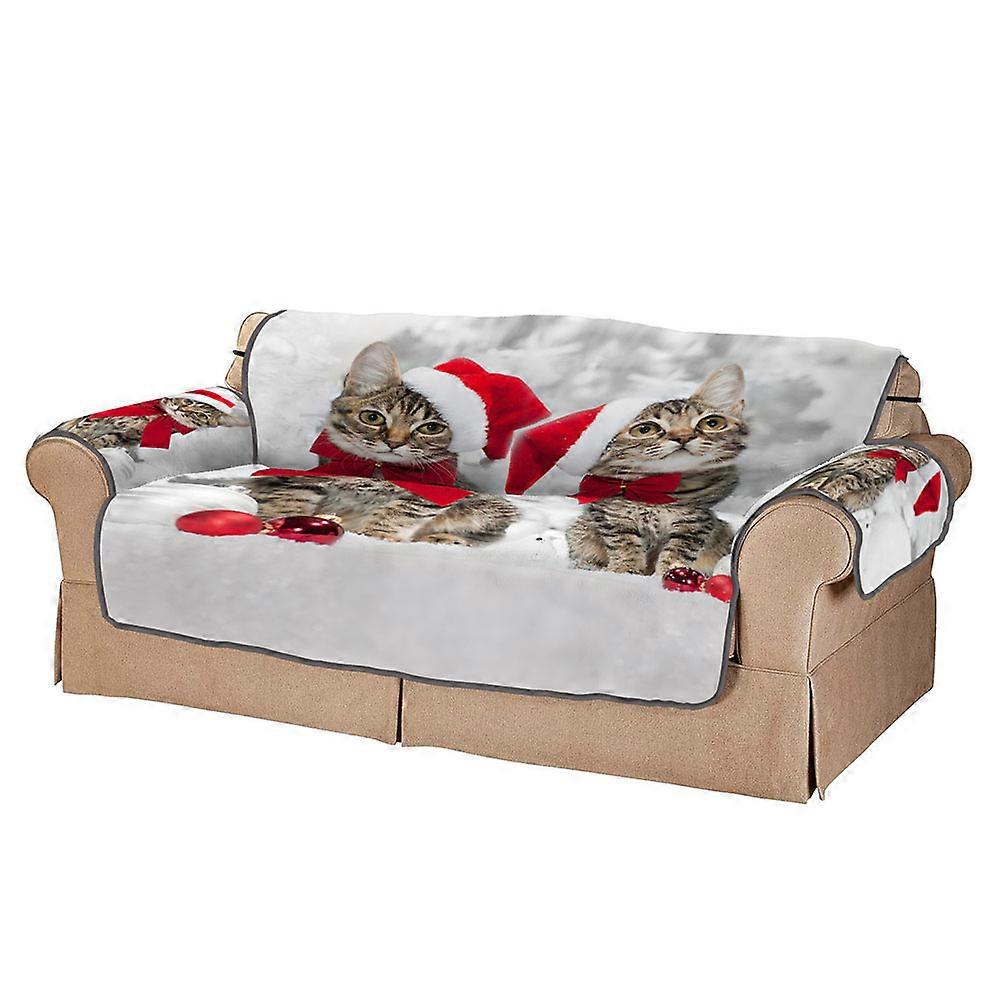 Double Seater Christmas Cat 3D Sofa Slipcover for Couch