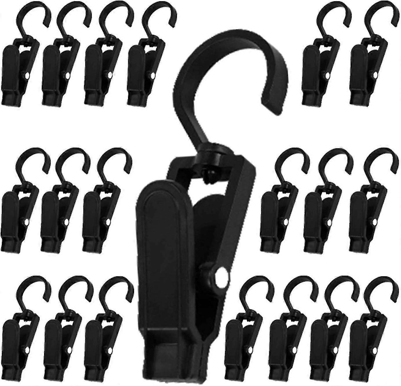 20pcs Super Strong Plastic Family Travel Rotating Hanging Laundry Hook, Clothespin, Hat Clip-4.3 Polegadas (preto)