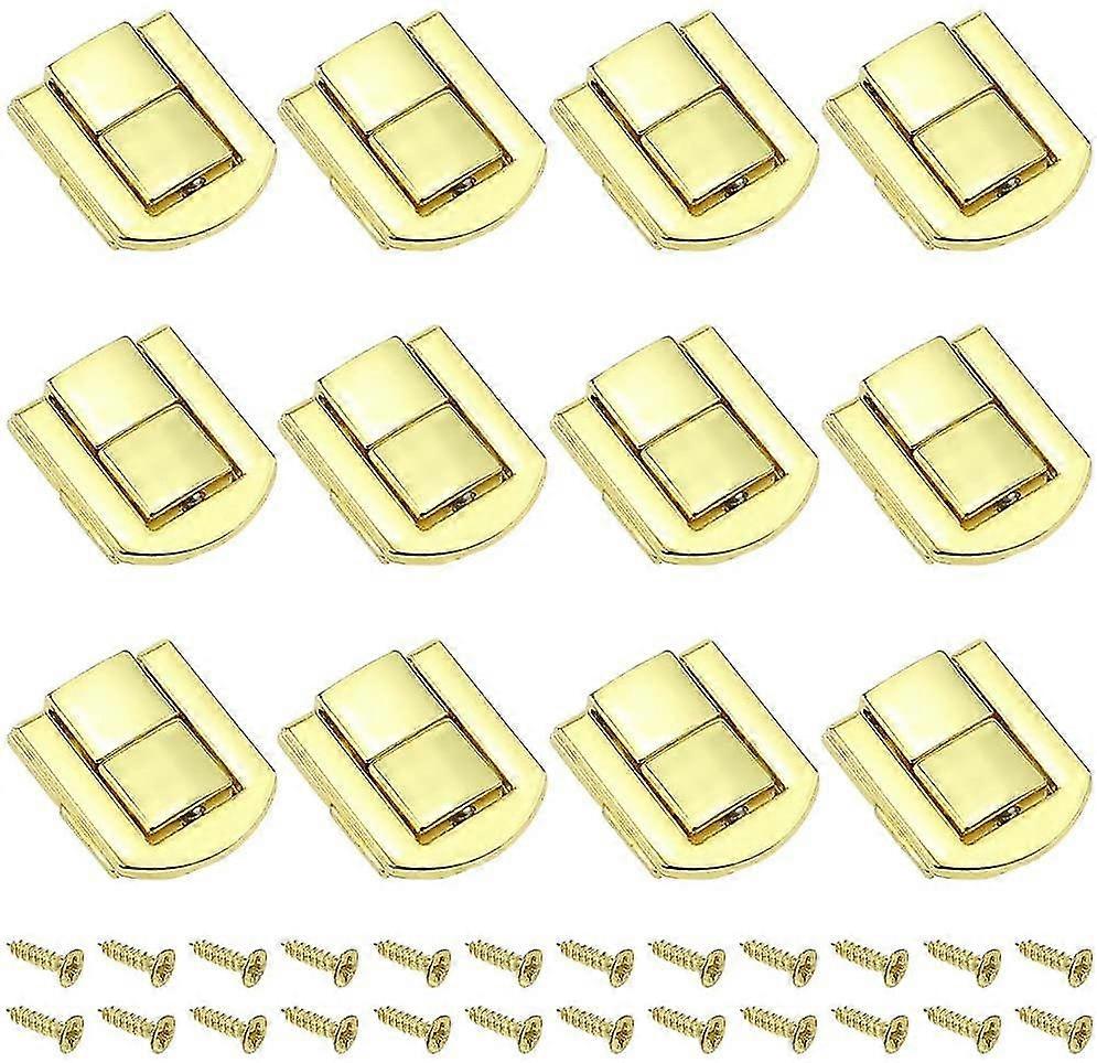 12 Pieces Toggle Latch Case Luggage Clasp 20 X 25 Mm Wood Latch Lock Toggle Chest Lock Latch Vintage Locks Latch Lock Clasp With Screws - Gold