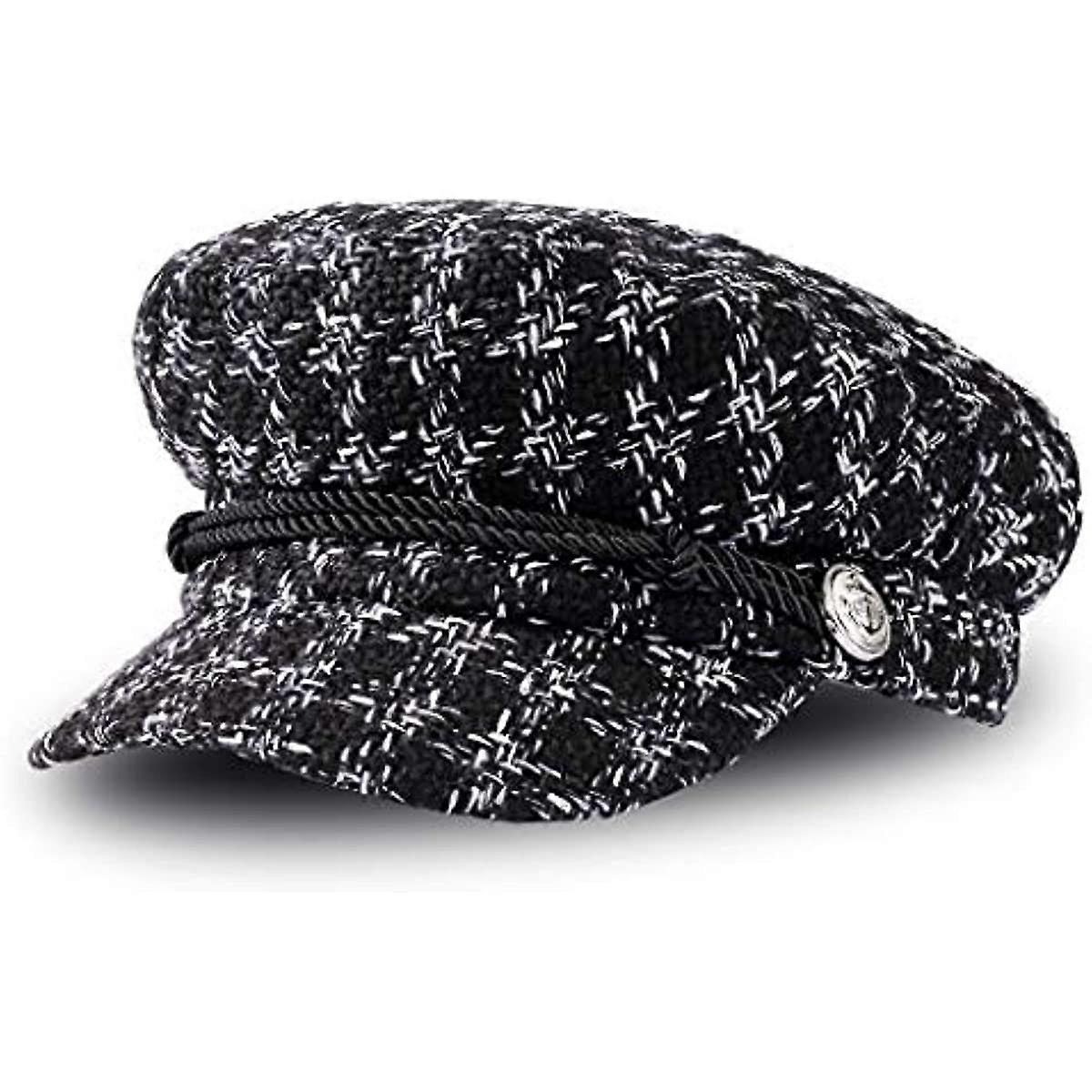 1pc Κυρίες Houndstooth Cap Γυναικεία Short Brim Visor Beret Fashion Casual Hat Retro British Style Elegant Winter Flat Hats για τις γυναίκες ('6 7/8-7 1/8')