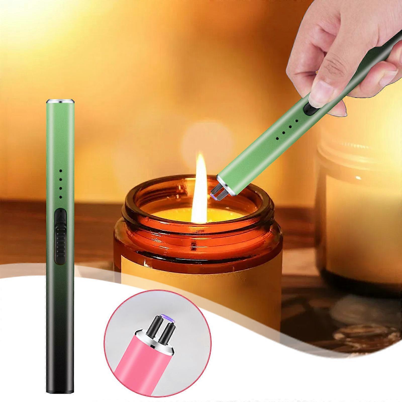 Electric Lighter Electronic Candle Lighter Windproof Flameless USB Rechargeable Lighter With Safe Button For Home Kitchen