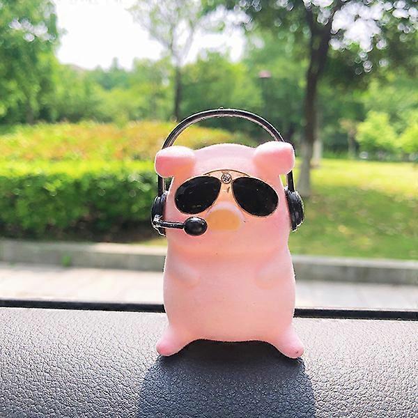 מצחיק אנימה נדנדה חזיר מכונית פנים הקריין זיר עם משקפיים אוטומטי מראה אחורית תליון עבור אביזרי רכב