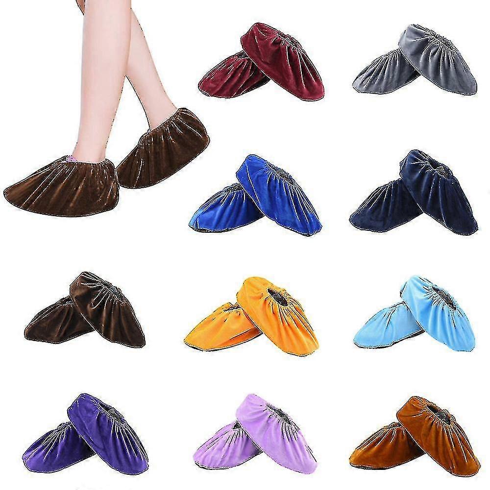 10 ζεύγη επαναχρησιμοποιήσιμων καλυμμάτων παπουτσιών πλένονται καλύμματα παπουτσιών [τυχαία χρώματα]