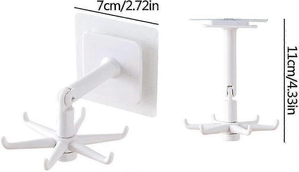 360-degree Hole-free Swivel Hook Multi-functional Retractable Hook 5 Pieces