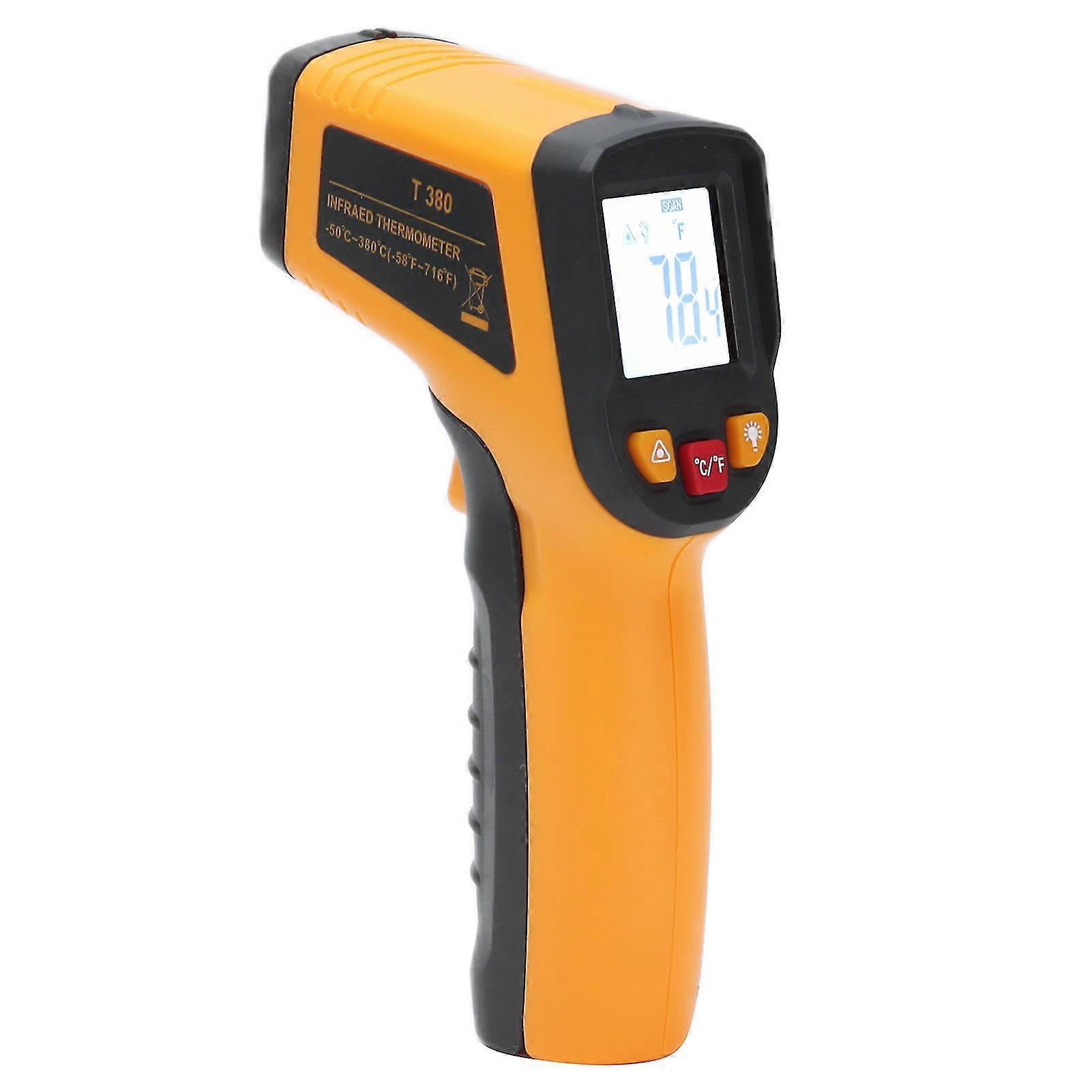 Digital Infrared Thermometer - Non-Contact, Backlit LCD, OrangeBlack