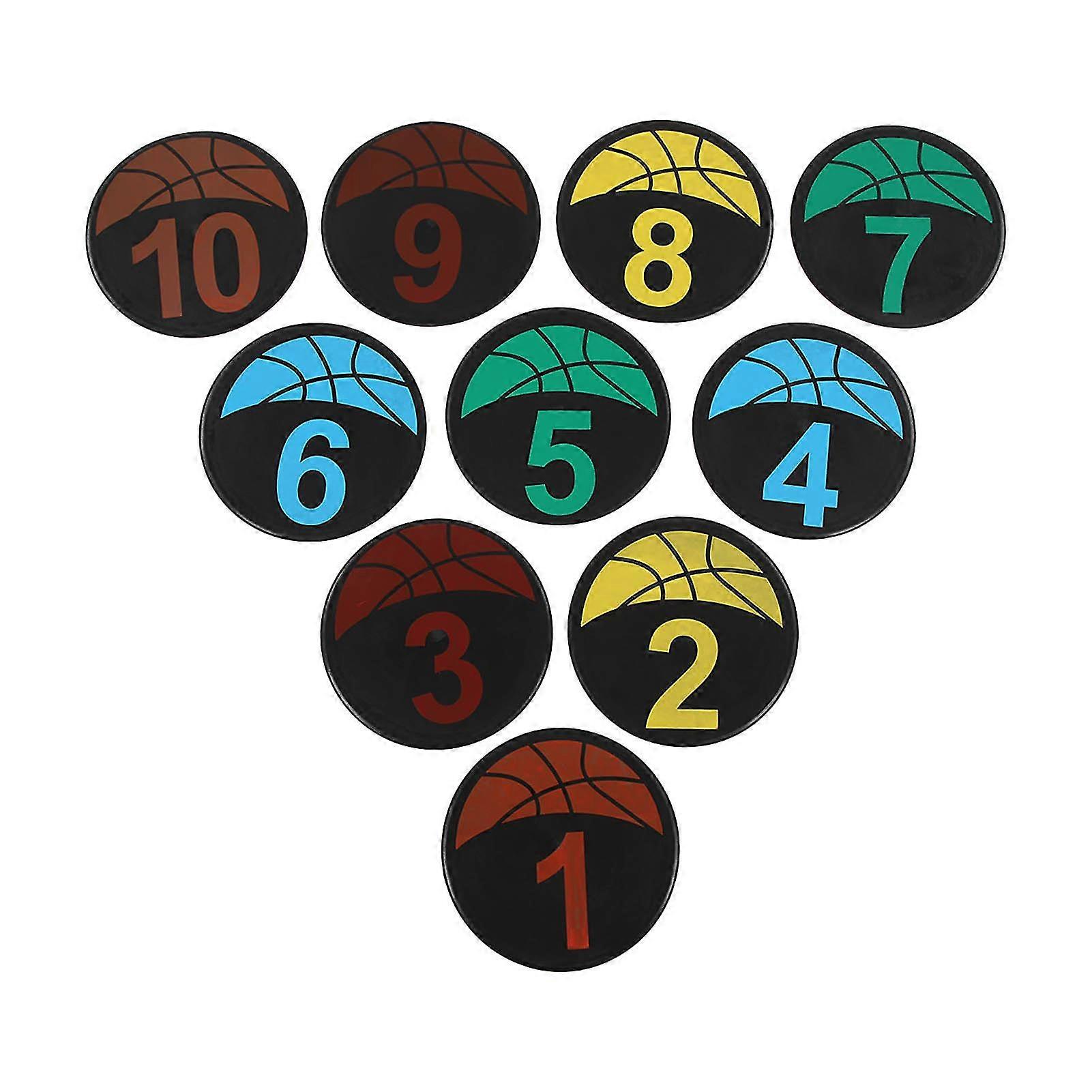 Numbered Floor Spot Markers Set for Sports Training - Soccer, Basketball, Agility - 1-10 Numbers