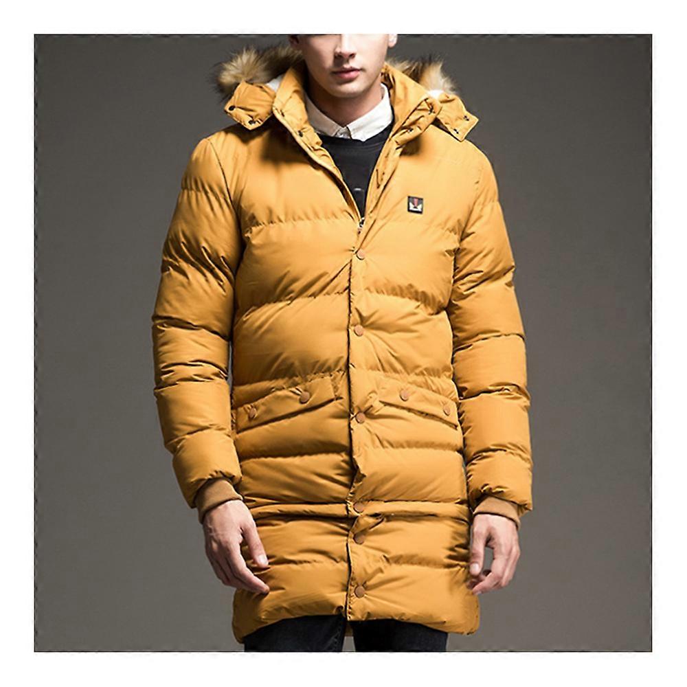 Man Middle Long Cotton Coat Hoodied Warm