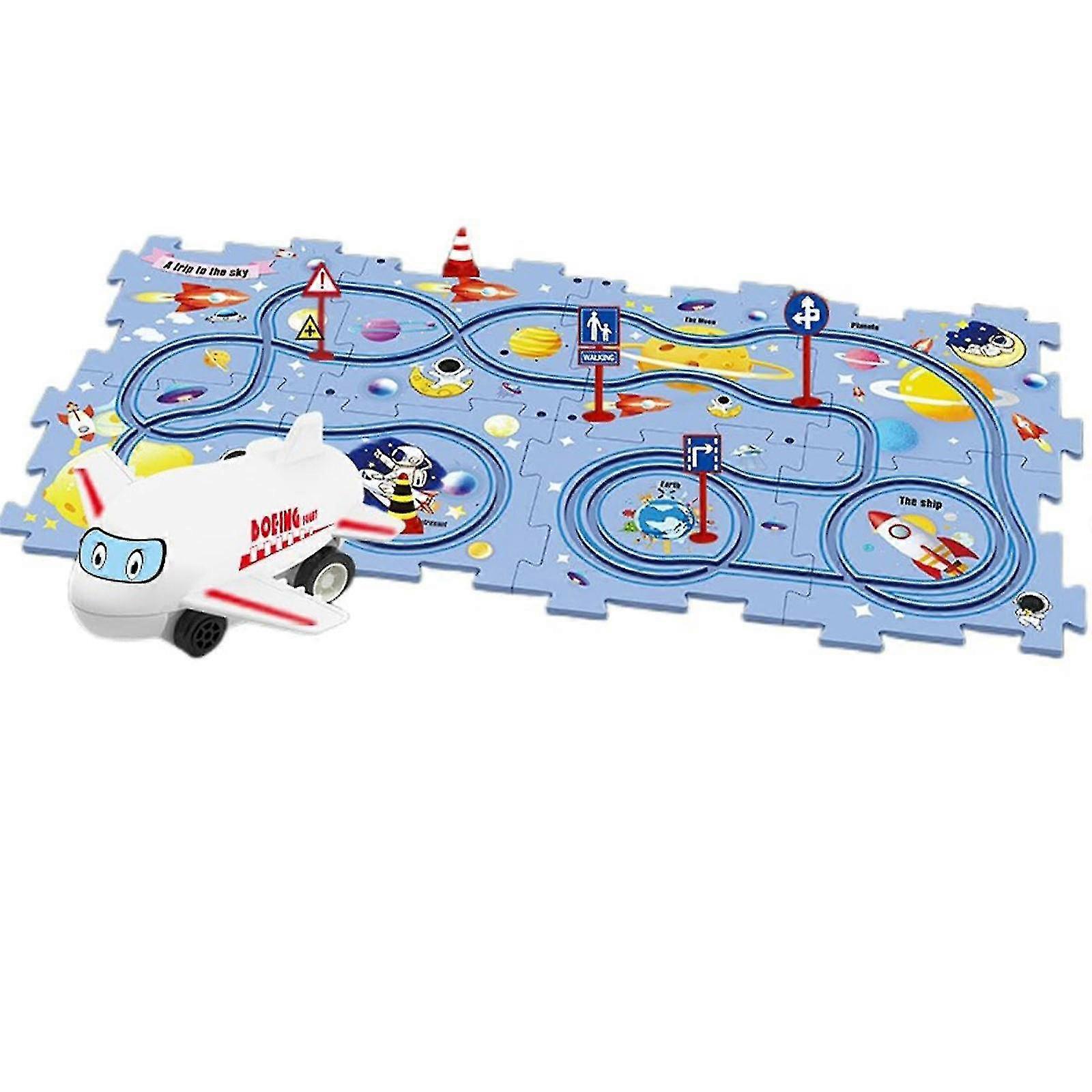 DIY تجميع عربة كهربائية ، مجموعة لعب سيارة لغز تعليمية للأطفال ، مركبة لعبة تعمل بالبطارية ولوحة ألغاز ، مبنى سكة حديد مضحك