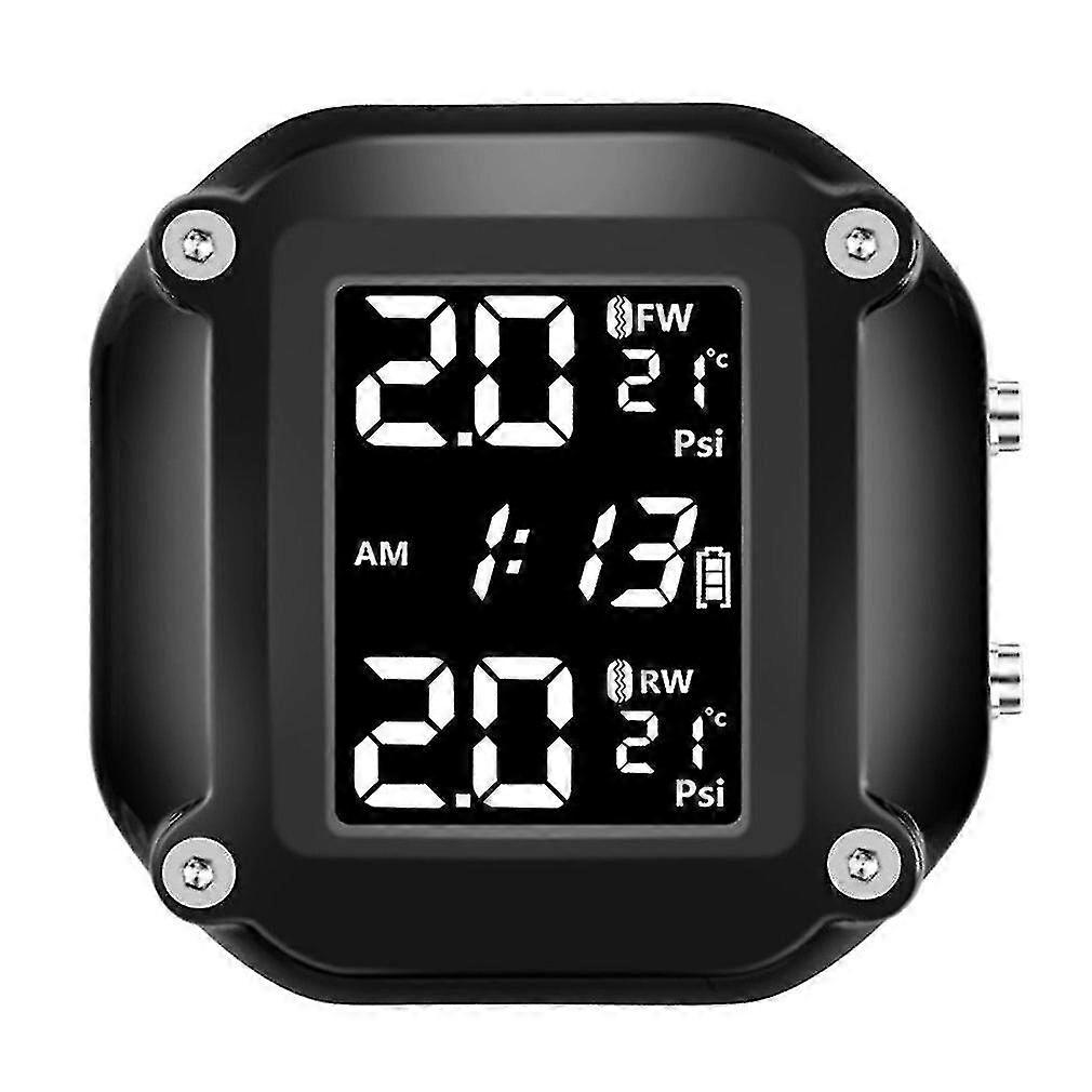 New Motorcycle Tpms Engine Tire Pressure Tire Temperature Monitoring Alarm System With 2 External Sensors