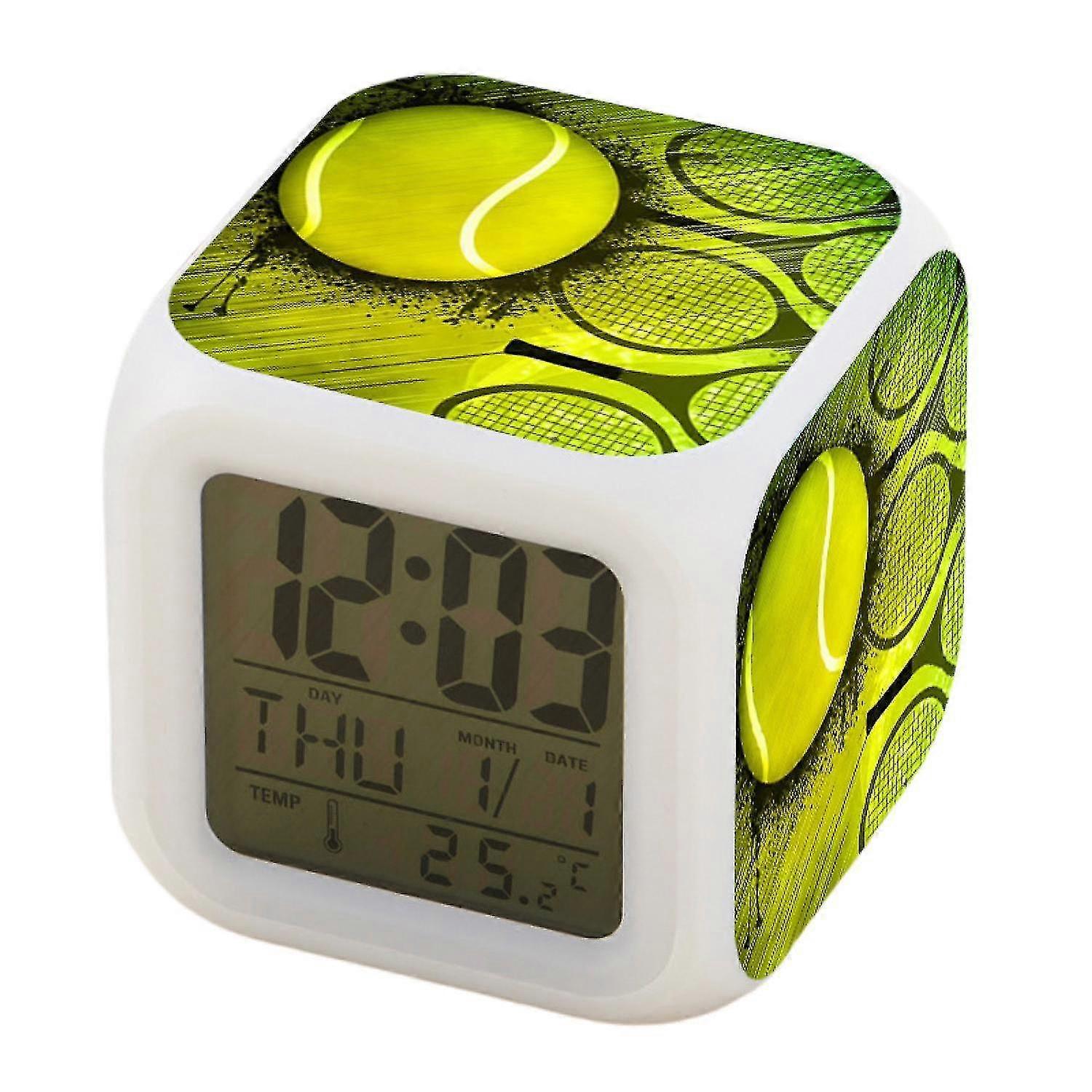 Tennis Alarm Clock For Kids Room, Led Digital Bedroom Alarm Clock Easy Setting Cube Wake Up Clocks8