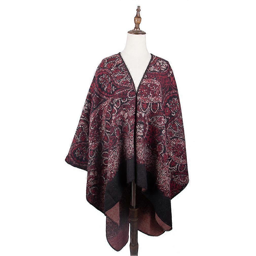 Thicken Style Shawl Scarf Open Front Poncho Winter Cardigant Blanket for Lady