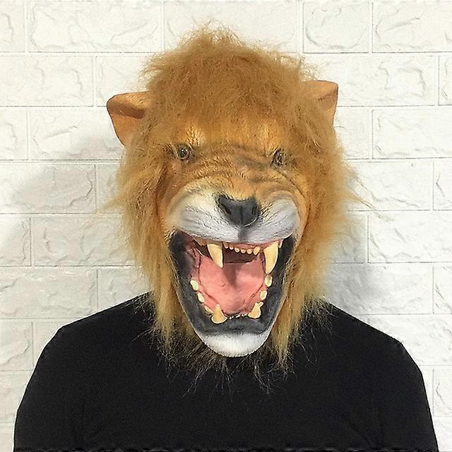Crazy Animal City Cute Latex Mask Halloween Cosplay Costume Party Performance Horse Rabbit Leopard Cat Lion Full Head Props