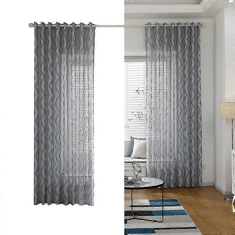 Voile Window Curtain With Ring Top For Kitchen, Bedroom