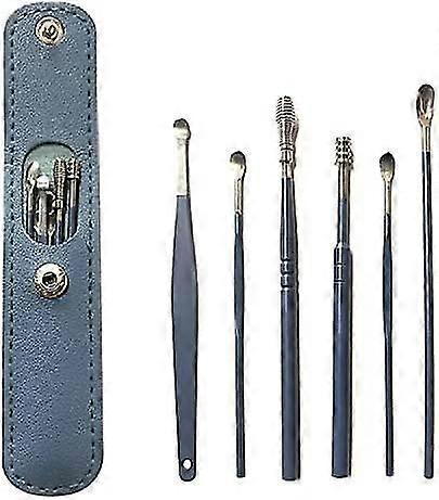 Ear Wax Remover,6 Pcs Stainless Ear Wax Removal Kit With Portable Bag (blue)