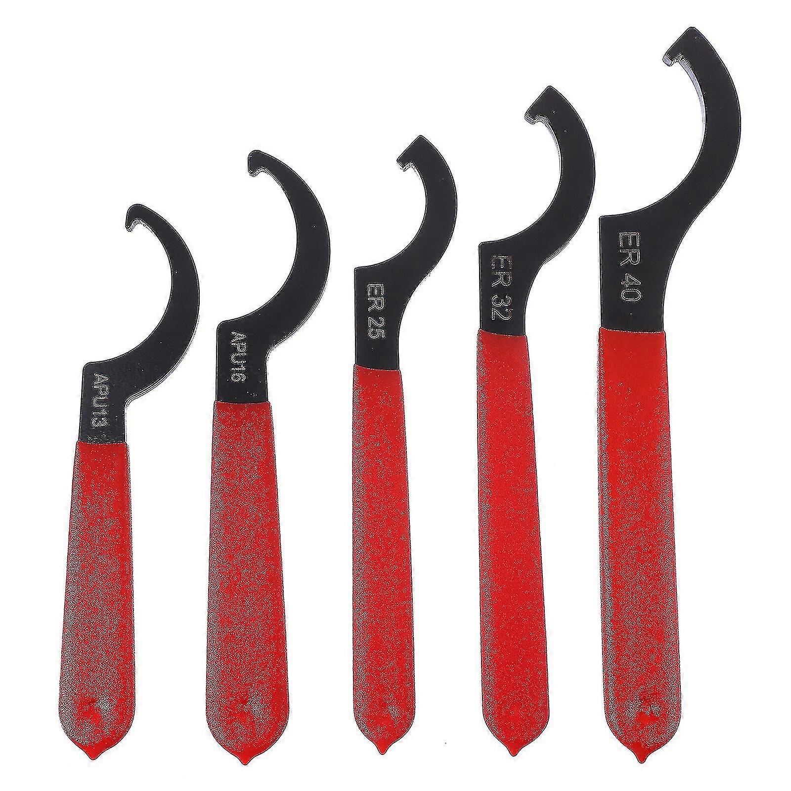 5pcs Universal C-style Spanner Hook Head Wrenches Tools Set Steel Spanner
