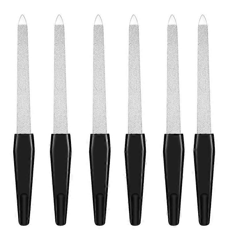 Nail File, Diamond Nail File, 6 Packs Professional Nail Files Double Nail Files, Metal Manicure with Non-Slip Handle Manicure Nail Files for Salon and