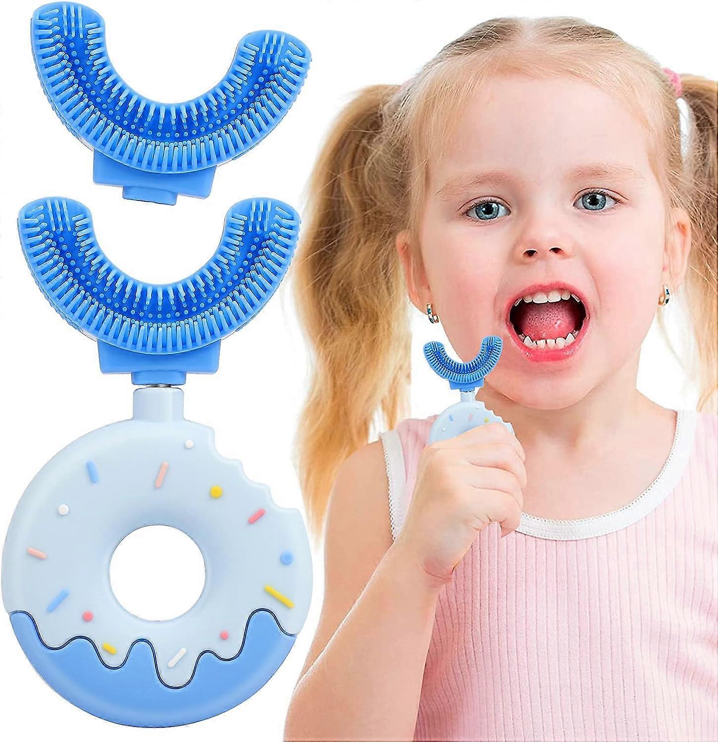 Children's U-shaped toothbrush - Blue (S) - Soft - For 360 deep cleaning - Silicone - Designed for children from 2 to 6 years old