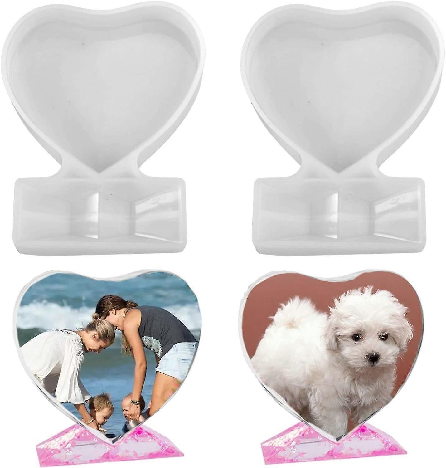 Set of 2 Photo Decoration Silicone Heart Photo Mold Rectangular Photo Frame Mold Resin Photo Frame