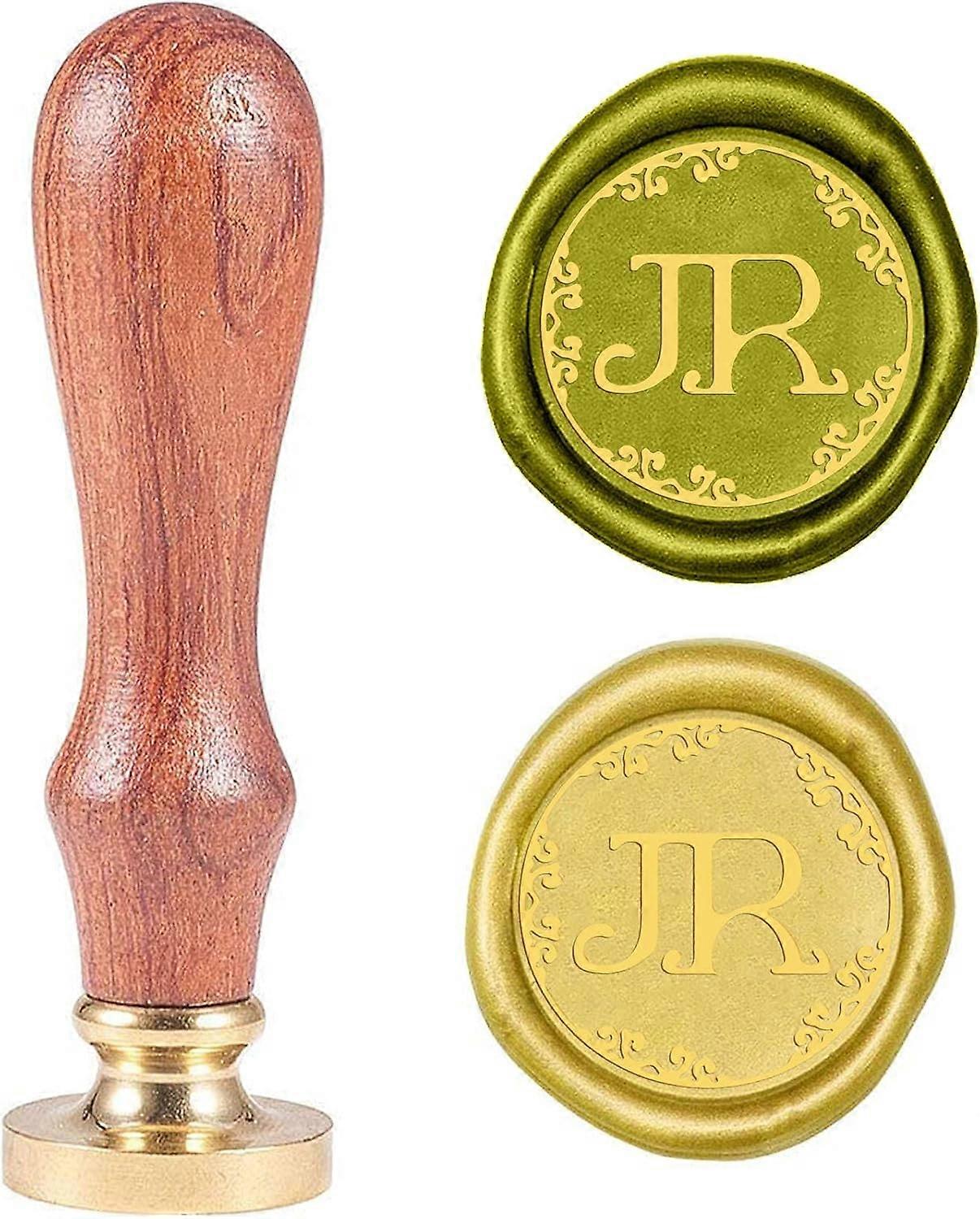 Wax Seal Stamp Set Sealing Wax Stamp Solid Brass Head Wood Handle Retro Brass Stamp Kit Removable for Invitations Gift Card Letter Pattern 83x22mm