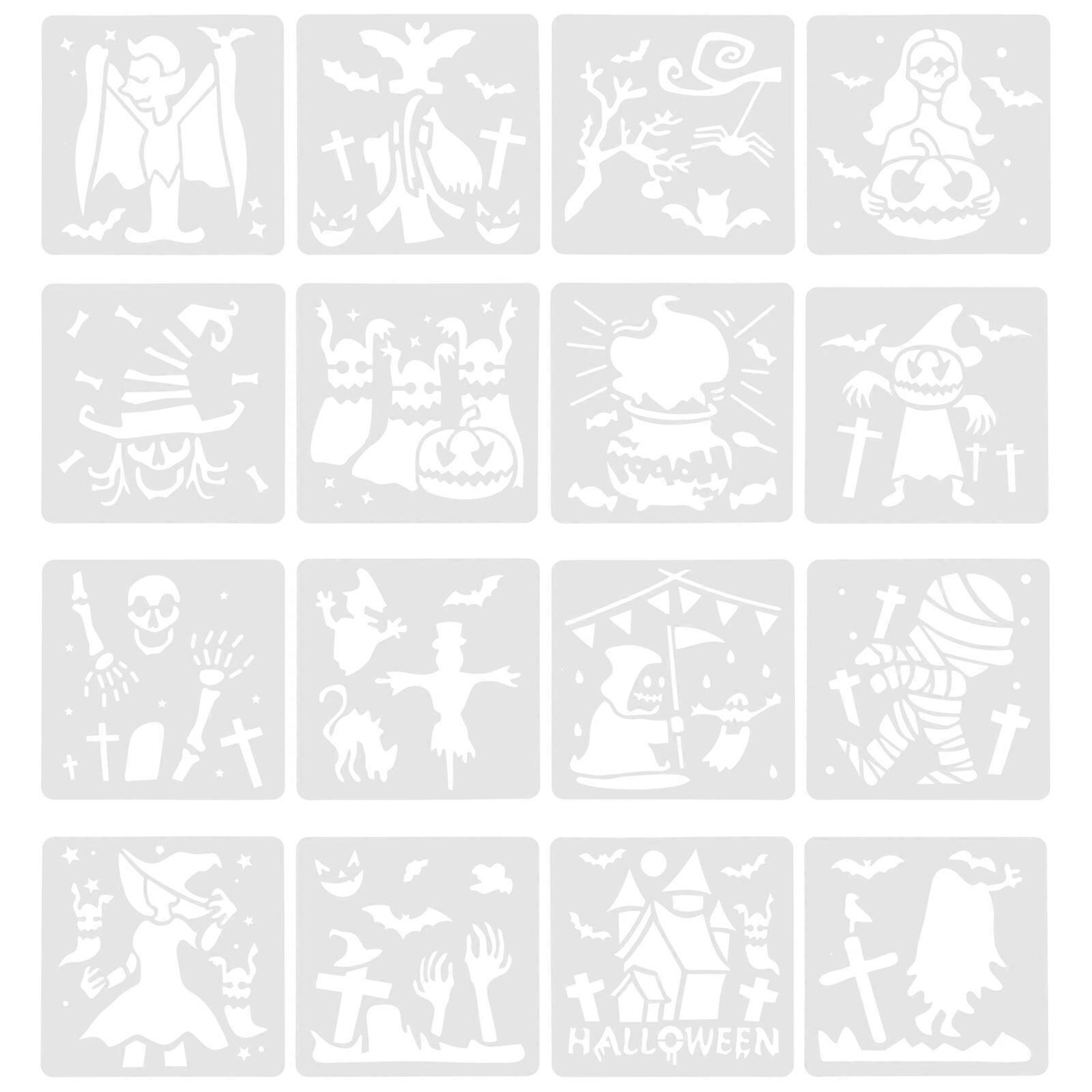 32pcs Halloween Paint Stencils Painting Templates Reusable Stencils Drawing Tool