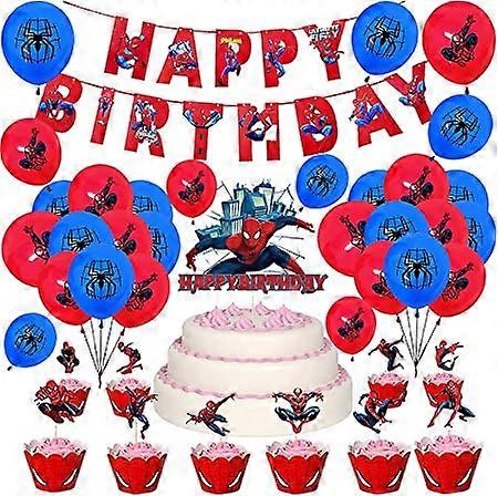 Birthday Decorations Spiderman Balloons Spider Man Happy Birthday Banner Superhero Cake for Kids Party Decorations