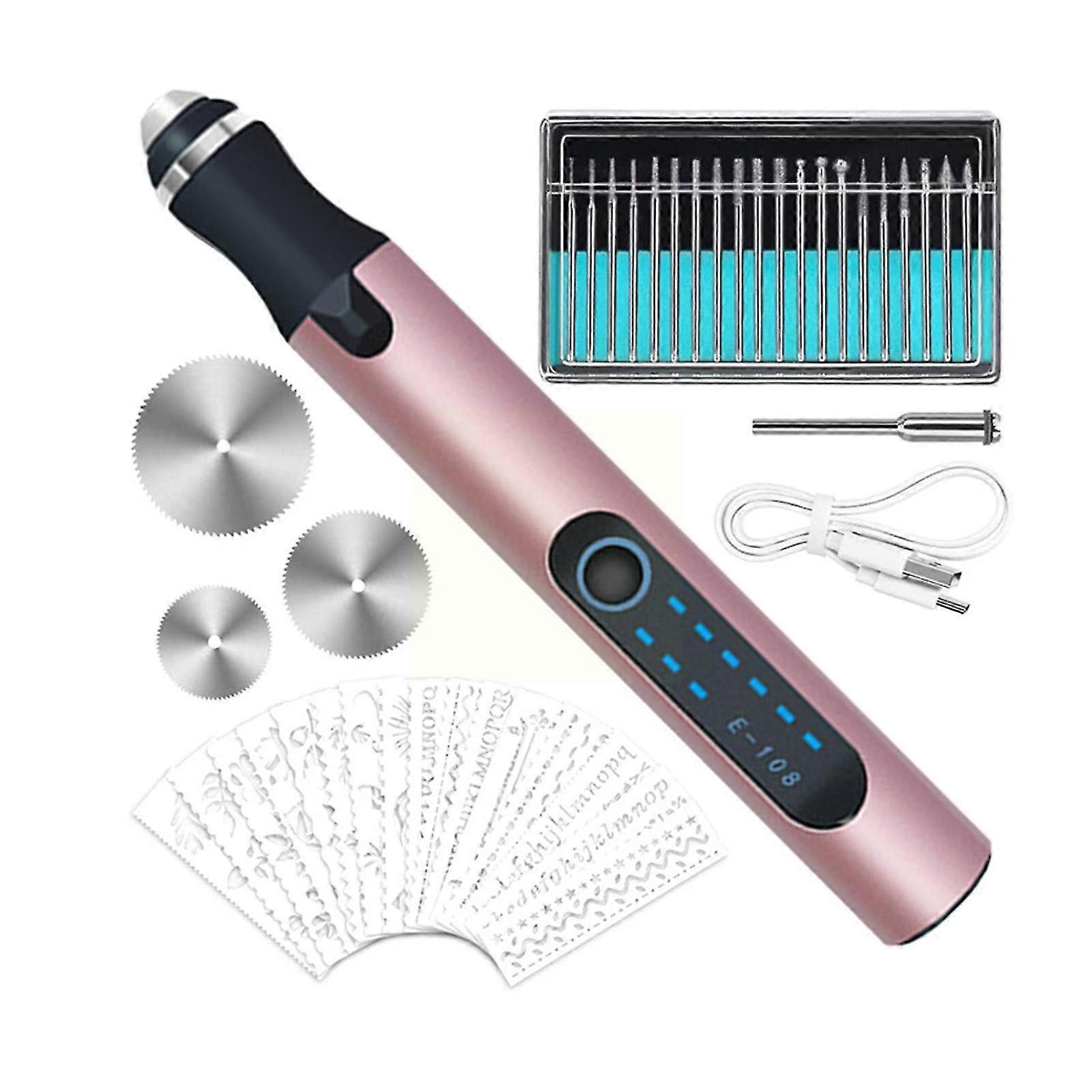 Mini Drill Engraving Pen, Electric Tool Kit USB Rechargeable Engraver Etching Pen Micro-Cordless Carve-MXBC