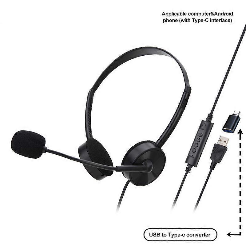 2022 Hot Wired USB Headset With Noise Cancelling Microphone PC Headphone Mute Volume Control For Call Center