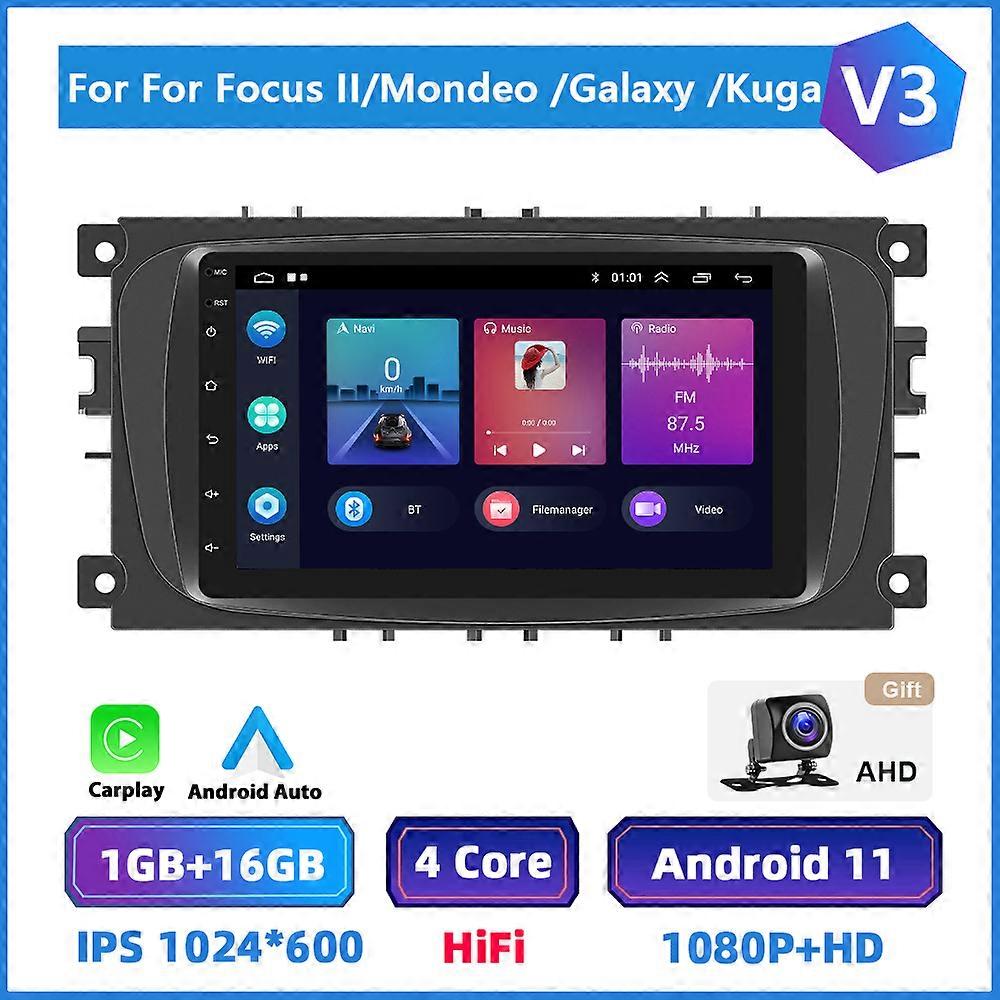Podofo Android 2 din Car Radio Android Car Radio For Ford Focus II Mondeo C-Max Galaxy Kuga CarPlay Multimedia Player Autoradio