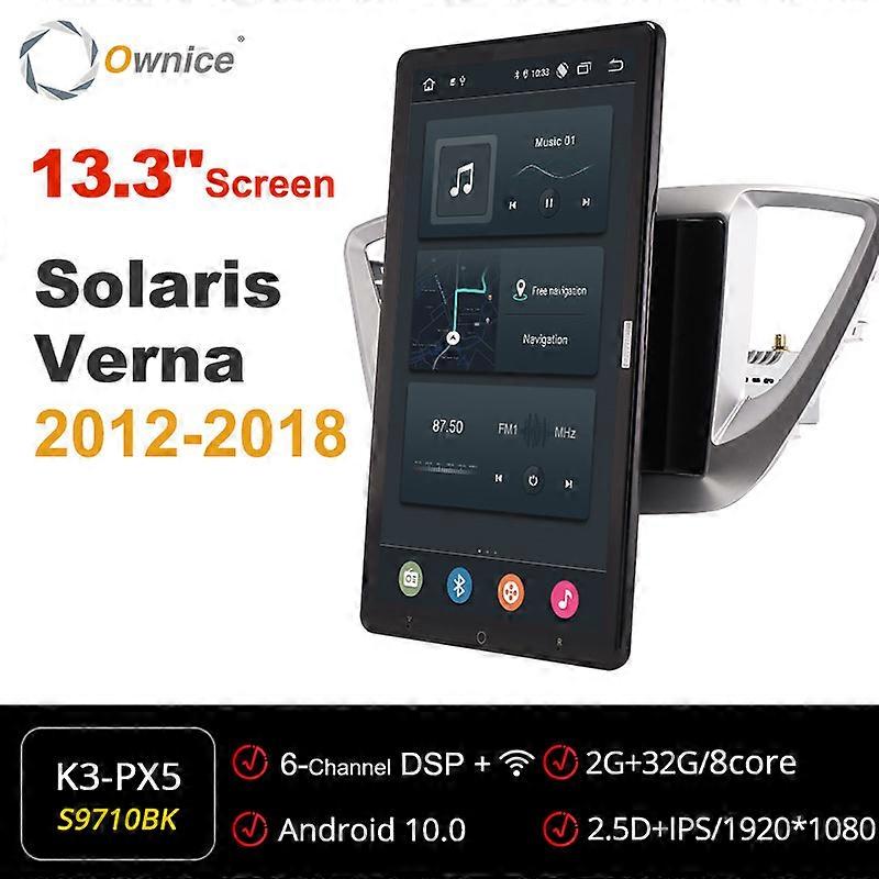 Tesla Style 13.3 pouces PX6 Android 10 Voiture Lecteur DVD Navigation Rotative GPS Radio Stéréo Pour Hyundai solaris verna 2012-2018