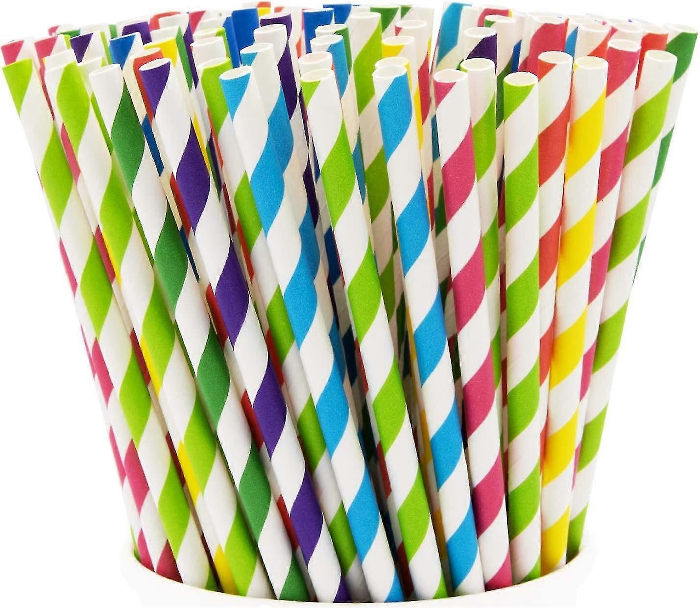 Paper Drinking Straws Biodegradable (100pcs, Random Color)