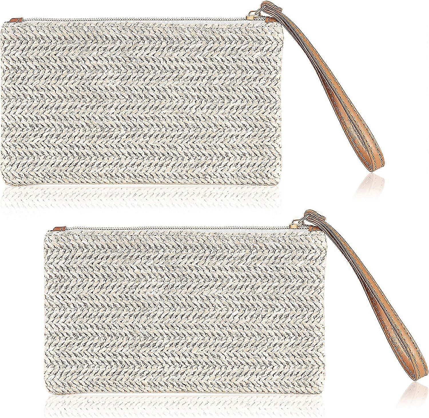 2pcs Stroh Clutch Geldbörse Stroh Handtasche